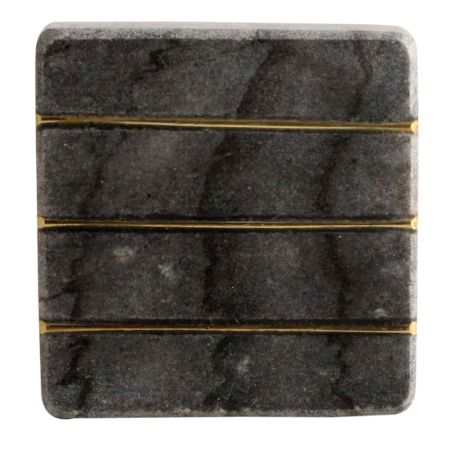 Grey Stone Square Gold Line Cabinet Knobs Online