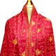 Handmade Blood Red Semi Pashmina Jaal Design Needle Work Shawl