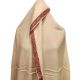 Handmade Cream Semi Pashmina Border Design Needle Work Shawl