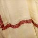 Handmade Cream Semi Pashmina Floral Border Design Needle Work Shawl