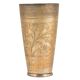 Handmade Floral Design Etched Brass Lassi Glass