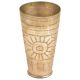 Tribal Sun Engraved Brass Vintage Pujabi Lassi Tumbler Glass