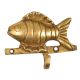Golden Brass Fish Wall Coat Hook With Patina