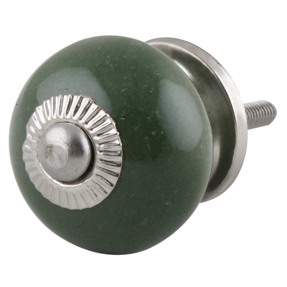 Olive Green Glass Door Knob Handle Drawer Knob  2-1//4  Inches in Diameter