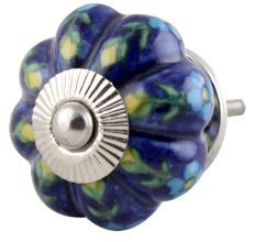 Dark Blue Floral Melon Knob