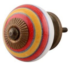 Orange Red Striped Knob
