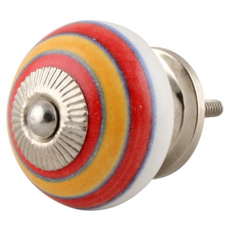 Orange Red Striped Knob