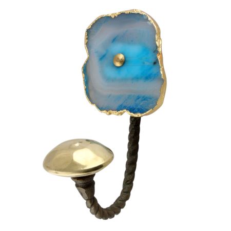 Turquoise Agate Stone Hook In Antique Fitting