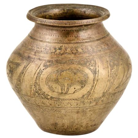 Radha Krishna Engraved Leaves Holy  Water Pot
