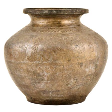 Engraved Brass Water Storage Pot Hindu Ritual Pot
