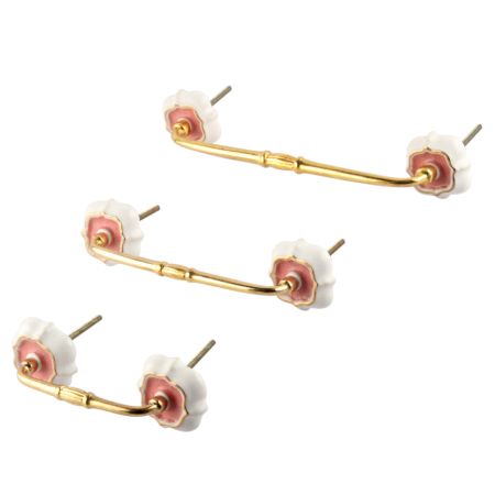 Pink Solid Gold Line Ceramic Bridge Handles