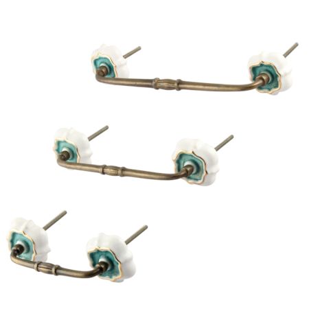 Sea Green Solid Gold Line Ceramic Bridge Handles