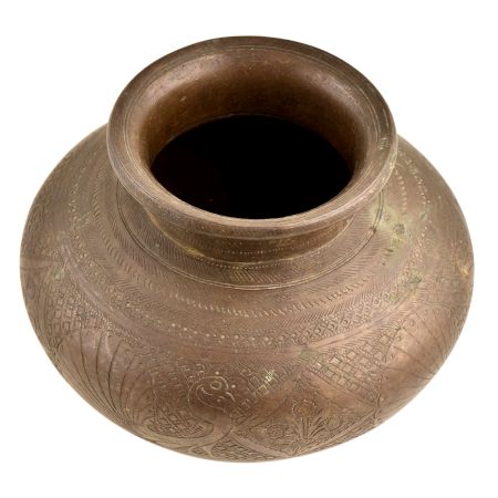 Peacock Bird With Diamonds Carved Brass Water Pot