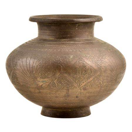 Peacock Bird With Diamonds Carved Brass Water Pot