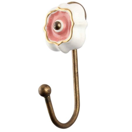 Pink Solid Gold Line Ceramic Hook In Antique Fitting