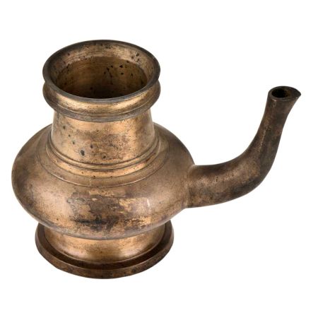 Brass Traditional Handmade Kindi Water Pot With A Curved Spout