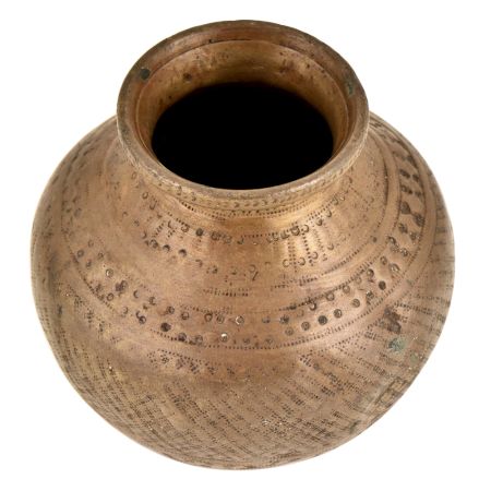 Tribal And Pattern Engraved Brass Holy Water Pot