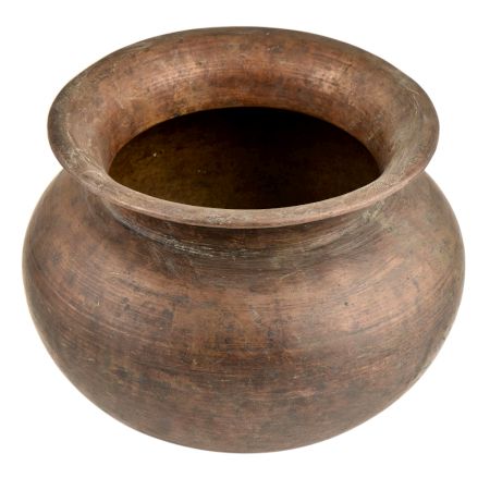 Unique Brass Tribal Style Bronze Pot With Incised Concentric Rings