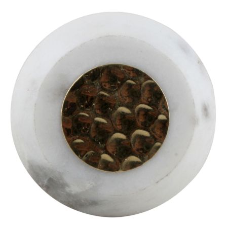 White Electrum Plate Round Stone Cabinet Knobs