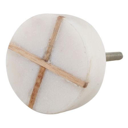 White Round Wooden Cross Stone Dresser Knobs