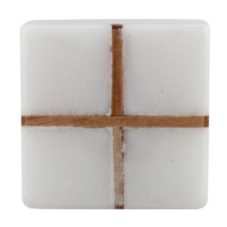 White Square Wooden Cross Stone Dresser Knobs