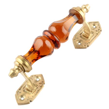 Amber Glass Big Gold Door Handles