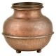 Footed Brass Water Storage Pot With Horizontal Engraved Circular Lines