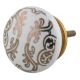 Golden Floral Pattern Flat Ceramic Cabinet Knob