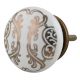 Golden Floral Pattern Flat Ceramic Cabinet Knob