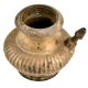 Brass Ribbed Bulbous Form Holy Water Pot With Spout