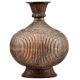 Indian Ribbed Copper Repousse Floral Pot or Vase