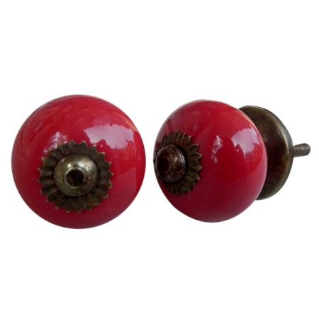 Dark Red Ceramic Knob Small