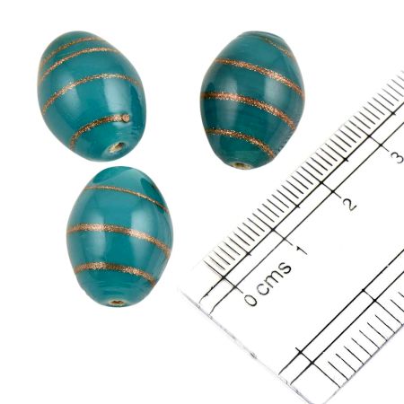 Indian Mixed Pressed Turquoise Glass Beads For Jewlery Making (Pack Of 12)