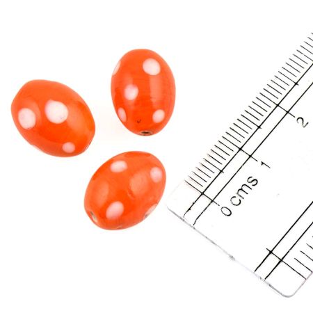Orange Polka Dot Glass Beads For Jewelry Making And Home Decoration (Pack Of 12)