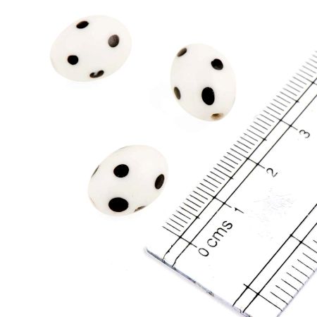 White Black Polka Dot Glass Beads For Jewelry Making And Home Decoration (Pack Of 12)