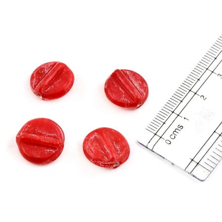 Red Round Glass Beads For Jewelry Making And Home Decoration (Pack Of 12)