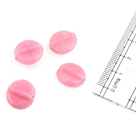 Pink Round Glass Beads For Jewelry Making And Home Decoration (Pack Of 12)