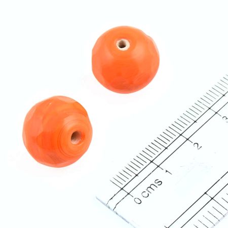 Orange Glass Beads For Making Jewelry And For Decoration (Pack Of 12)