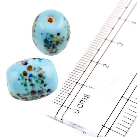 True Blue Decorative Glass Barrel Shaped Jewelry Beads (Pack Of 12)