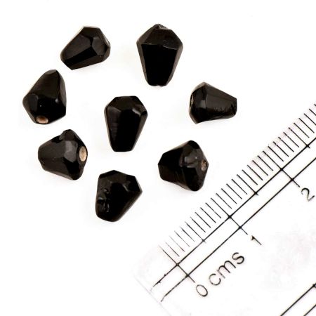 Black Glass Bell Shape Faceted Jewelry Beads (Pack Of 12)