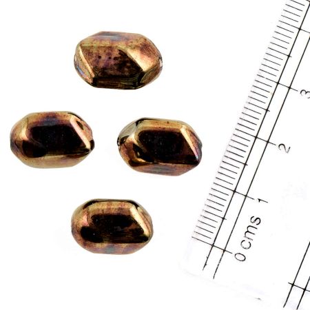 Brown Polished Glossy  Fancy Faceted Loose Glass Jewelry Making Beads (Pack Of 12)