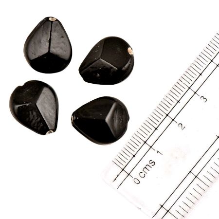 Black Faceted Pear Shaped Loose Glass Jewelry Making Beads (Pack Of 12)