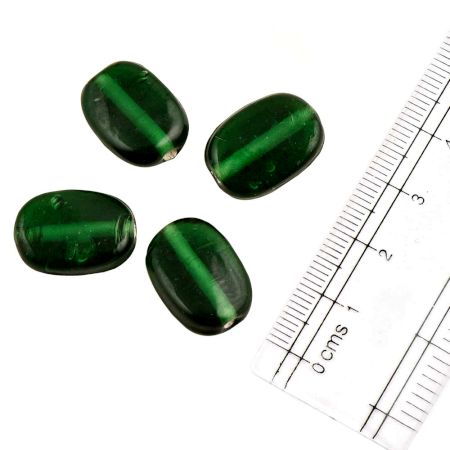 Botle Green Oval Glass Beads Spacer Loose Jewellery (Pack Of 12)
