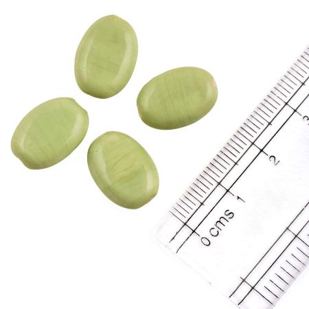 Mint Green Color Jewelry  Oval Shape Loose Glass Beads (Pack Of 12)