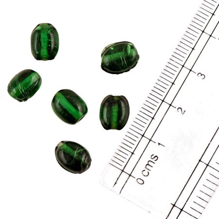 Emerald Green Transparent Beads Smooth Oval Glass Spacer Beads (12 In Pack)