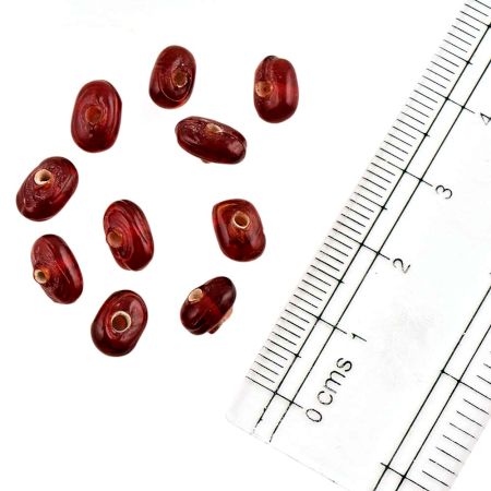 Loose Rich Red Glass Transparent Oval Shaped  Beads For Jewelry Making (12 In Pack)