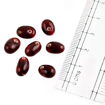 Loose Maroon Glass Transparent Oval Shaped  Beads For Jewelry Making (12 In Pack)