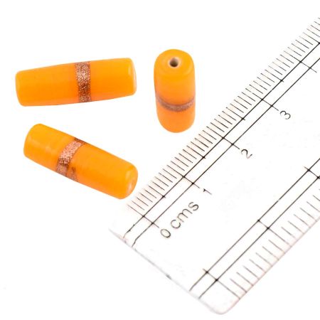 Sunset Yellow Copper Glitter Loose Glass Beads Cylindrical Jewelry Accessories (12 in Pack)