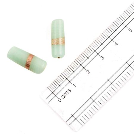Mint Green Copper Glitter Glass Loose Tube Beads Jewelry Accessory (12 in Pack)