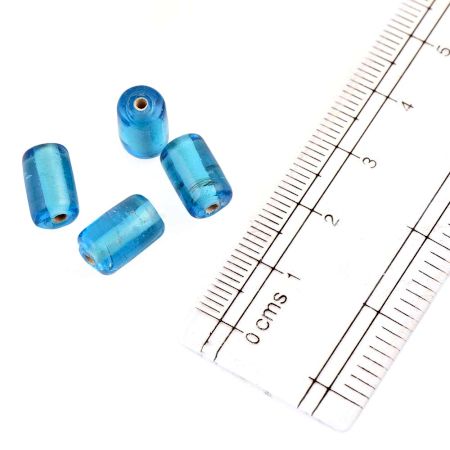 Blue Glass Tube Beads Smooth Loose Beads Jewelry Accessory (12 in Pack)